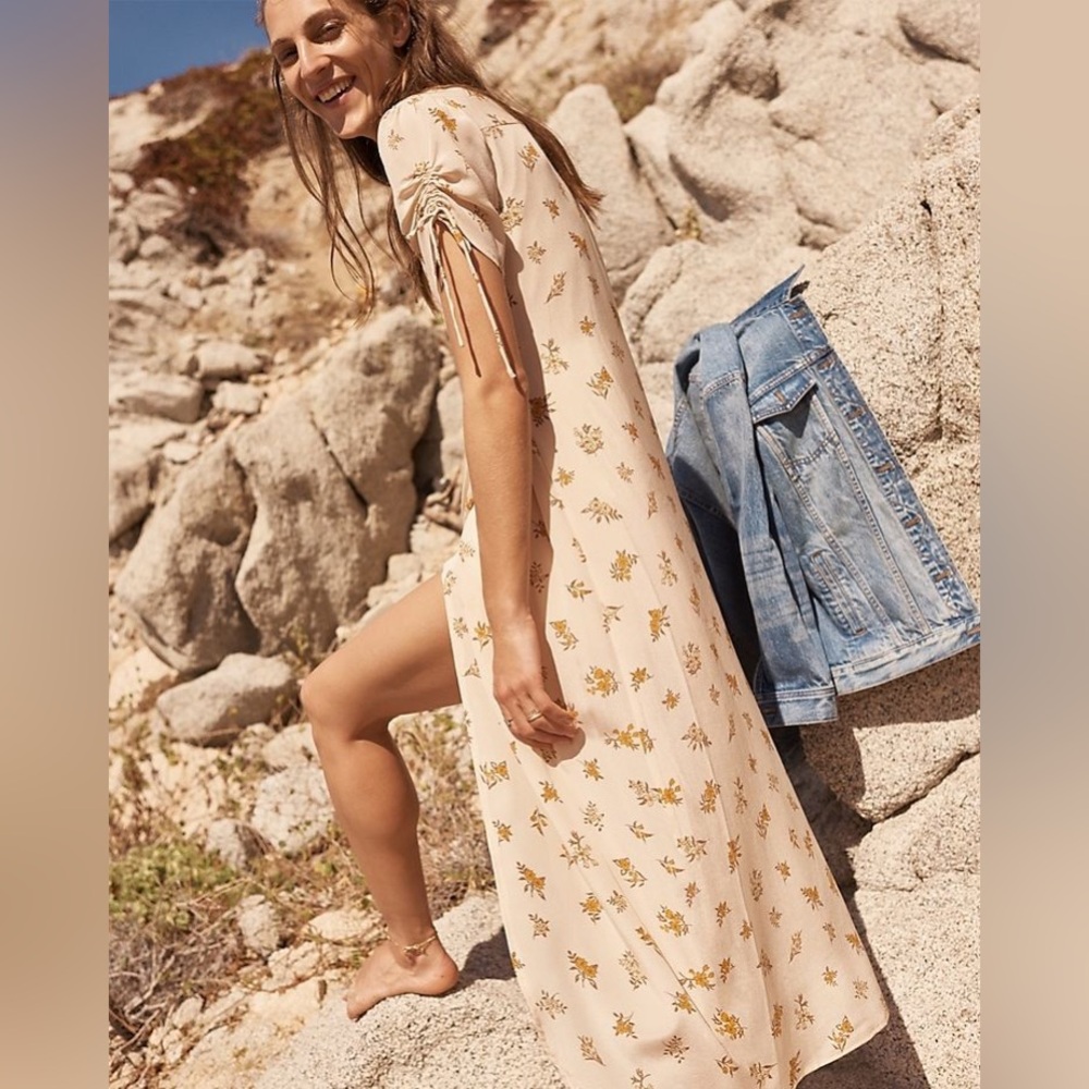 Madewell field bouquet silk maxi dress